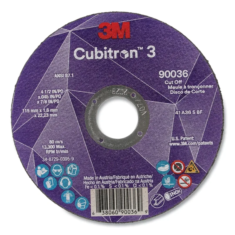Cubitron™ 3 Cut-Off Wheel, 4-1/2 in dia x 0.045 in Thick x 7/8 in Arbor, 36+ Grit, T1