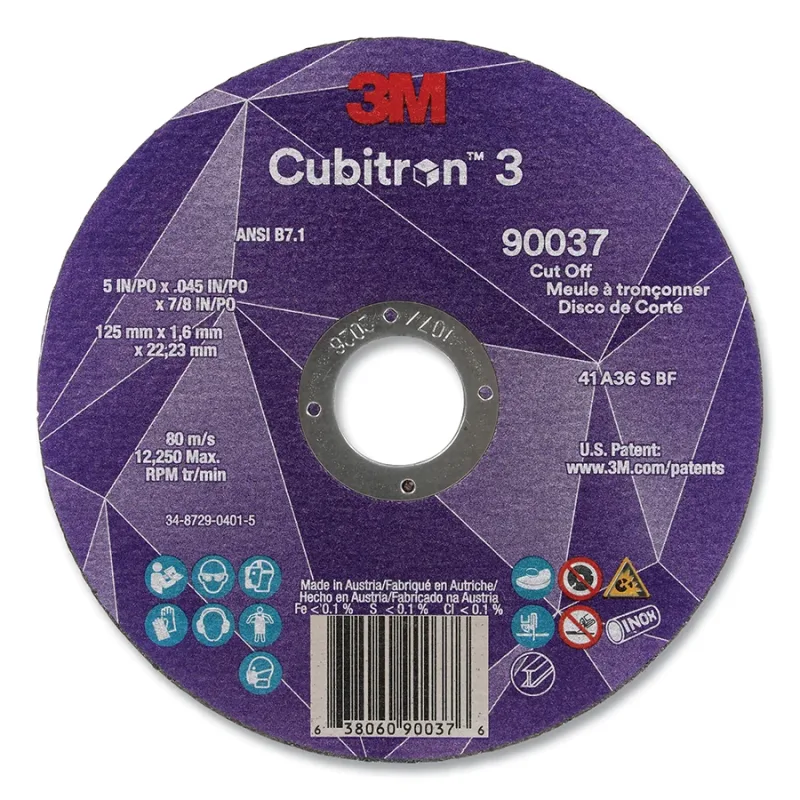 Cubitron™ 3 Cut-Off Wheel, 5 in dia x 0.045 in Thick x 7/8 in Arbor, 36+ Grit, T1