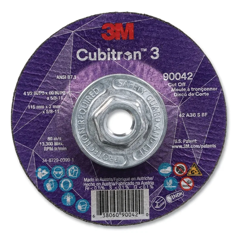 Cubitron™ 3 Cut-Off Wheel, 4-1/2 in dia x 0.09 in Thick x 5/8 in-11 Arbor, 36+ Grit, T27