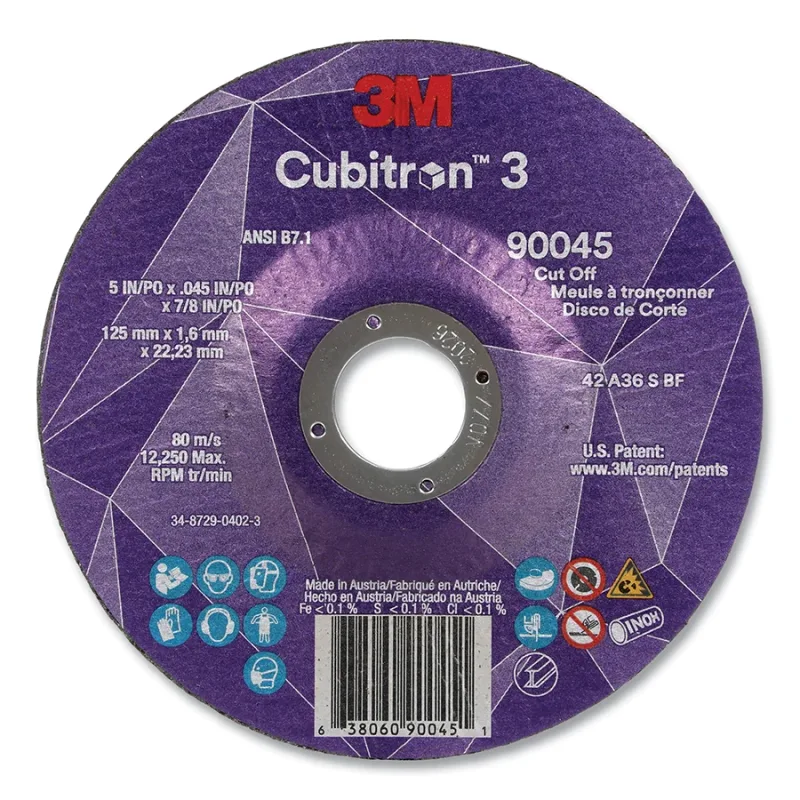 Cubitron™ 3 Cut-Off Wheel, 5 in dia x 0.045 in Thick x 7/8 in Arbor, 36+ Grit, T27