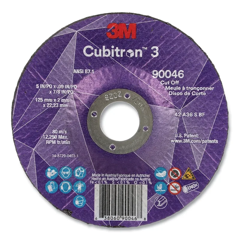 Cubitron™ 3 Cut-Off Wheel, 5 in dia x 0.09 in Thick x 7/8 in Arbor, 36+ Grit, T27