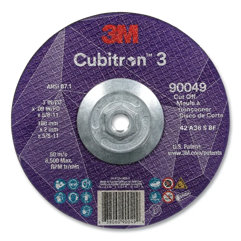 Cubitron™ 3 Cut-Off Wheel, 7 in dia x 0.09 in Thick x 5/8 in-11 Arbor, 36+ Grit, T27