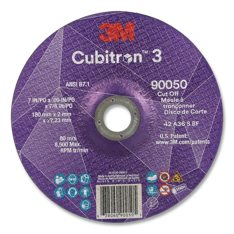Cubitron™ 3 Cut-Off Wheel, 7 in dia x 0.09 in Thick x 7/8 in Arbor, 36+ Grit, T27