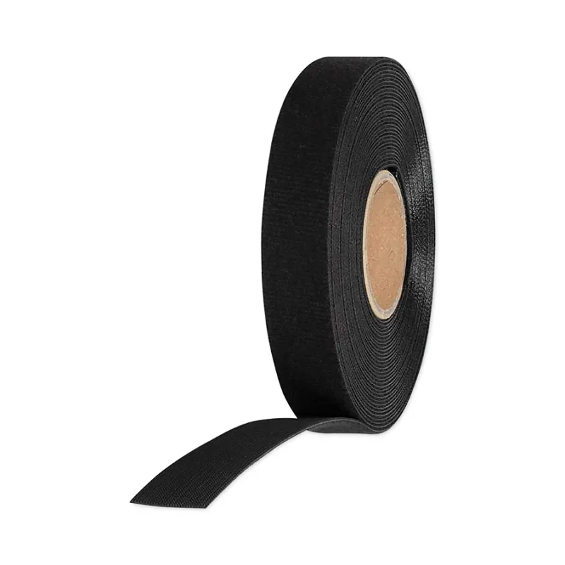 Hook-and-Loop Tape Roll, 3/4 in W x 25 ft L, Nylon, Black