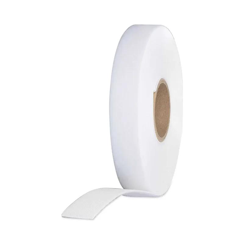 Hook-and-Loop Tape Roll, 3/4 in W x 25 ft L, Nylon, White