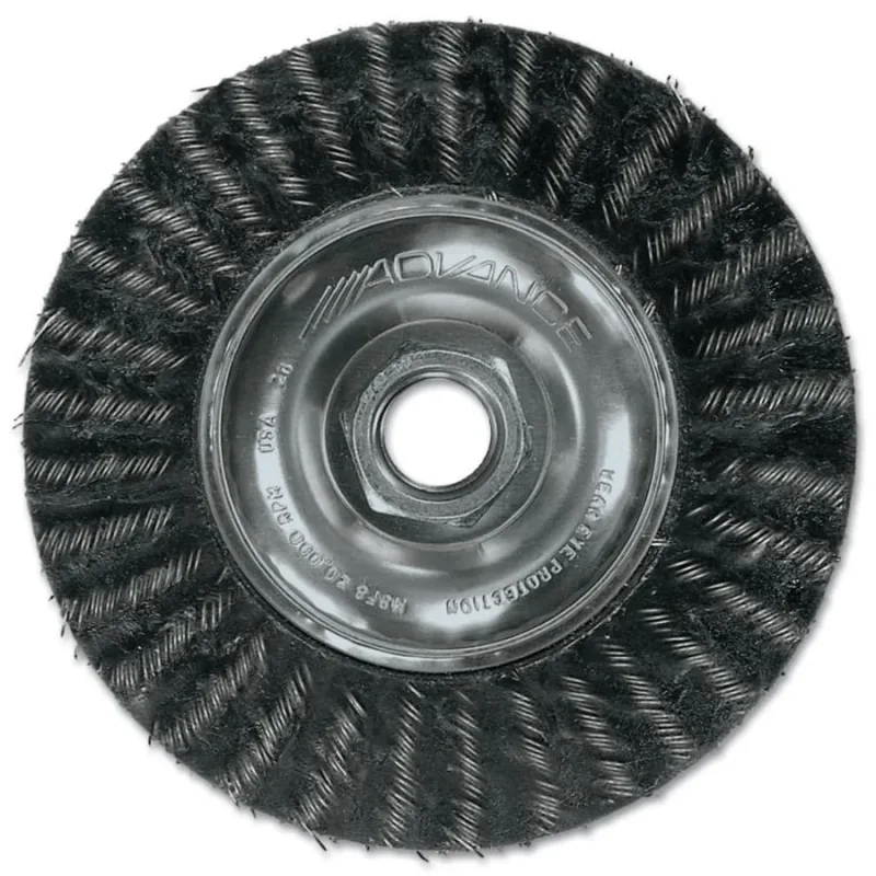 ECAP® Encapsulated Wheel Brush, 7 in D x 3/16 in W, .014 in Carbon Steel Wire