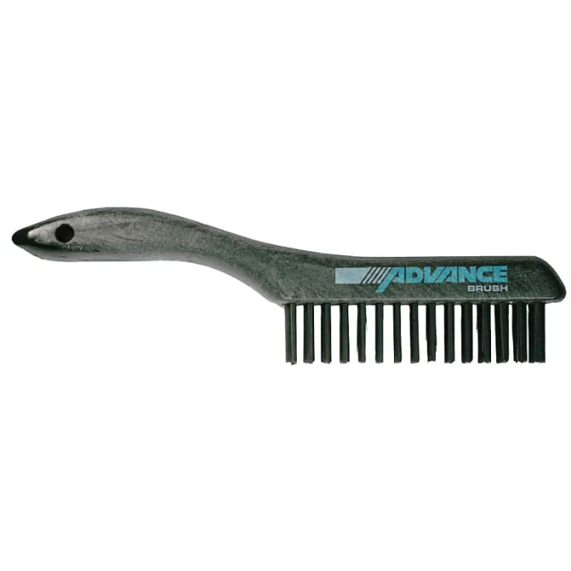 Shoe Handle Scratch Brushes, 10 1/4", 4X16 Rows, Carbon Stl Wire, Plastic Handle
