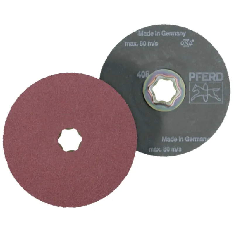 COMBICLICK Aluminum Oxide Fiber Discs, 5 in Dia., 24 Grit