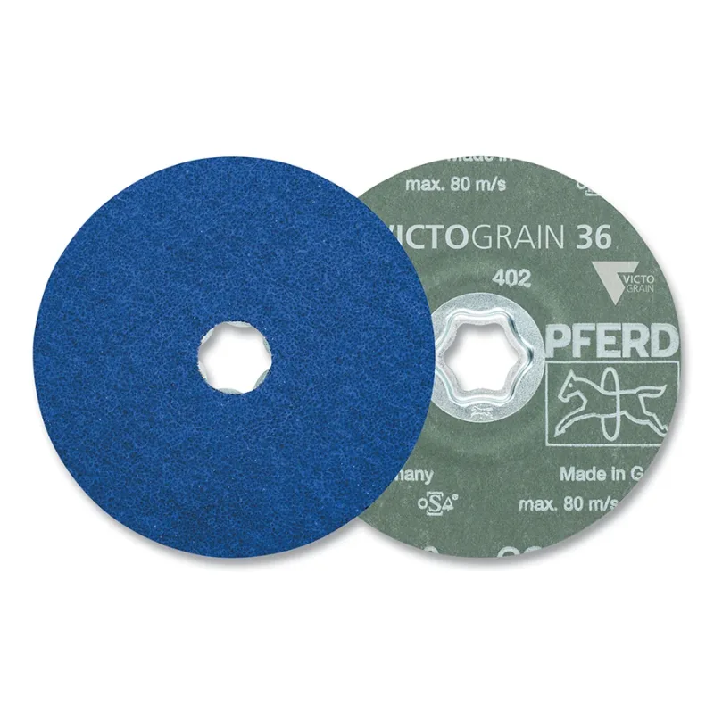 COMBICLICK® VICTOGRAIN®-COOL Fiber Disc, 5 in dia, 7/8 in arbor, 36 Grit, 12200 RPM