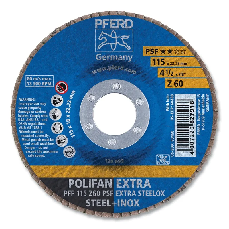 4-1/2 X 7/8 POLIFAN FLAPDISC FLAT 60GRIT