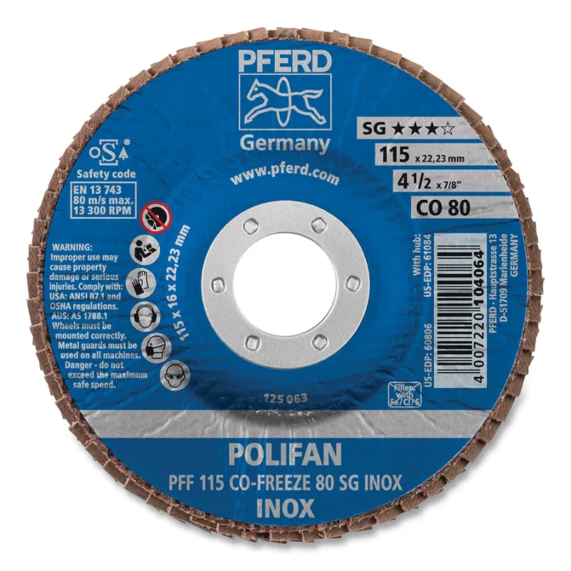 4-1/2" X 7/8" AH POLIFANFD SG INOX CER 80G FLAT