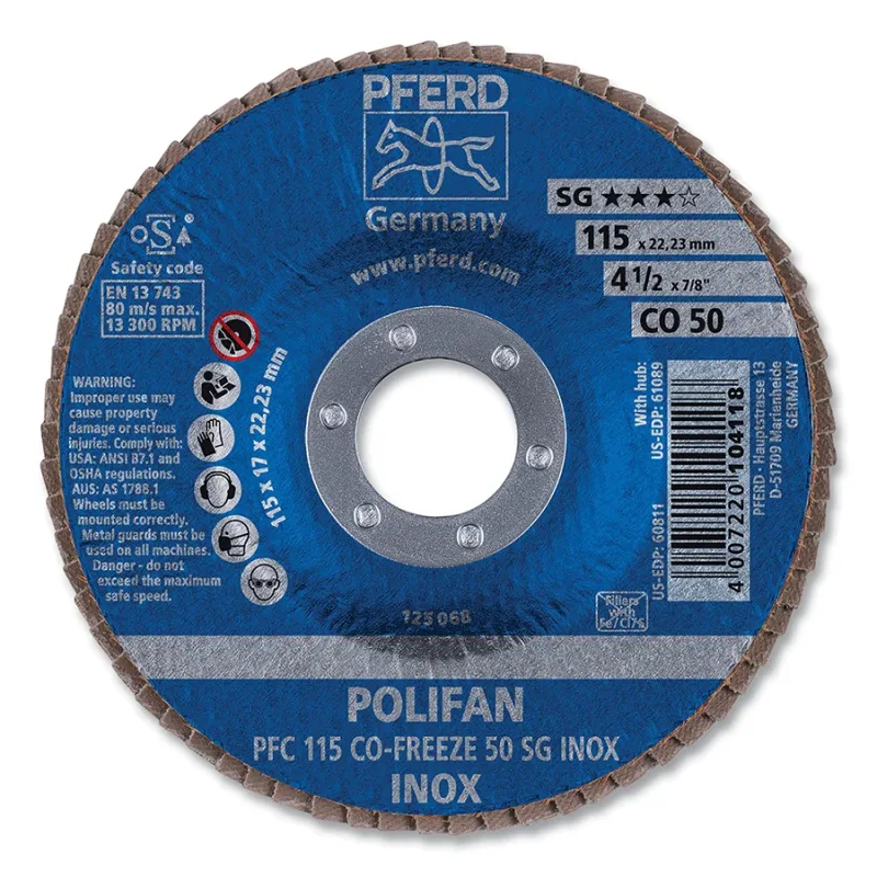 4-1/2" X 7/8" AH POLIFANFD SG INOX CER 50G CONE