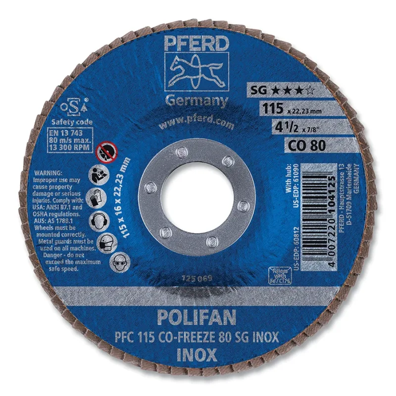4-1/2" X 7/8" AH POLIFANFD SG INOX CER 80G CONE