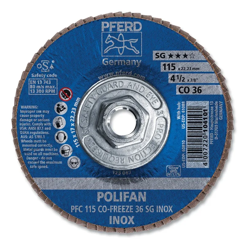 4-1/2" X 5/8-11 THD POLIFAN FD SG INOX CER 36G C