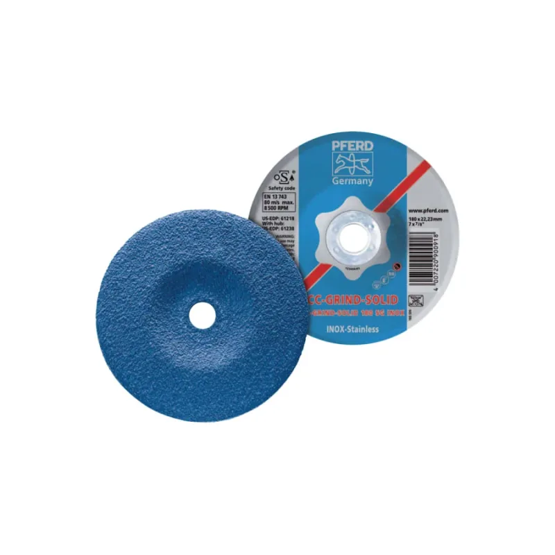 CC-GRIND®-SOLID Stainless-Steel (INOX) Grinding Wheel, 4-1/2 dia x 7/8 Arbor, 24 Grit, Mounting Flange Set Sold Separately