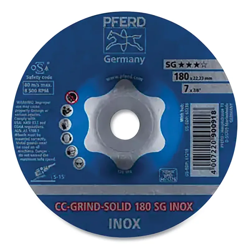 CC-GRIND®-SOLID Stainless-Steel (INOX) Grinding Wheel, 7 dia x 7/8 Arbor, 24 Grit, Mounting Flange Set Sold Separately