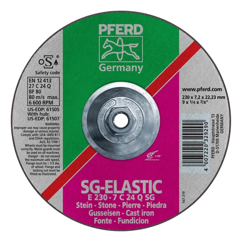 SG Depressed Center Grinding Wheel, 9 in dia, 1/4 in Thick, 5/8 Arbor, Silicon