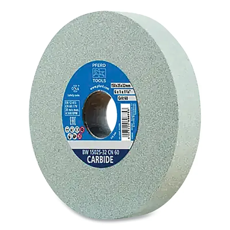 Bench Grinding Wheel, Carbide, 6 in dia, 1 in Thick, 1-1/4 in Arbor dia, 60 Grit, Coarse