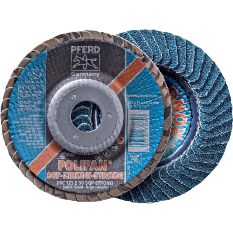 POLIFAN Flap Discs, 4 1/2 in, 60 Grit, 5/8 Arbor, 13,300 rpm
