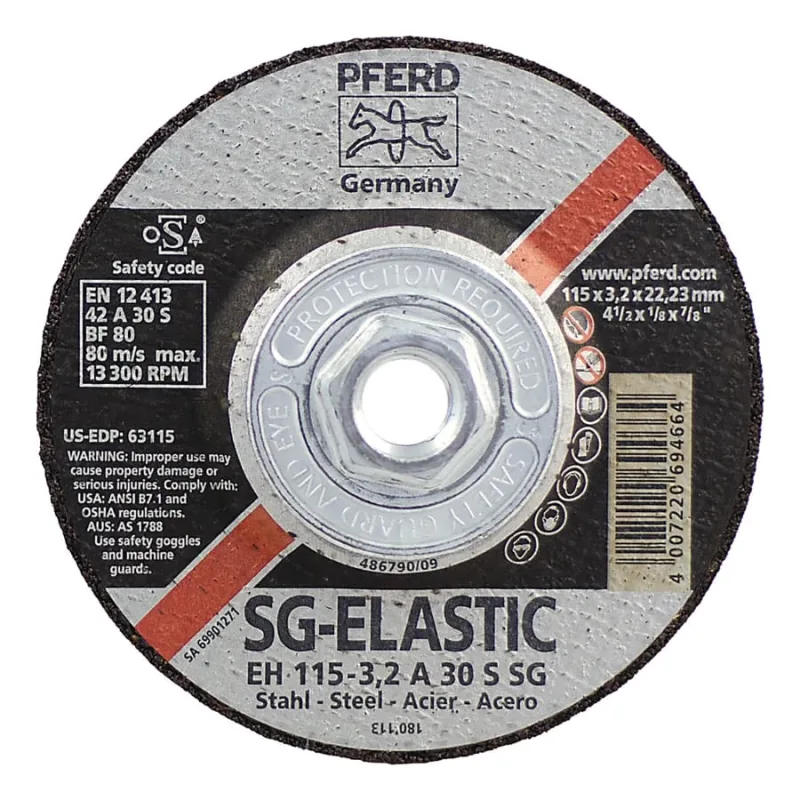Type 27 Premium Performance SG Depressed Center Cut-Off Wheel, 4-1/2 in Diameter, 1/8 in Thick, 5/8 Arbor, 46 Grit