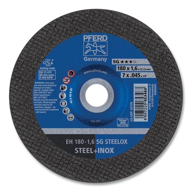 Cut-Off Wheel, 7 in x .045 x 7/8, SG STEELOX, T27, Aluminum Oxide
