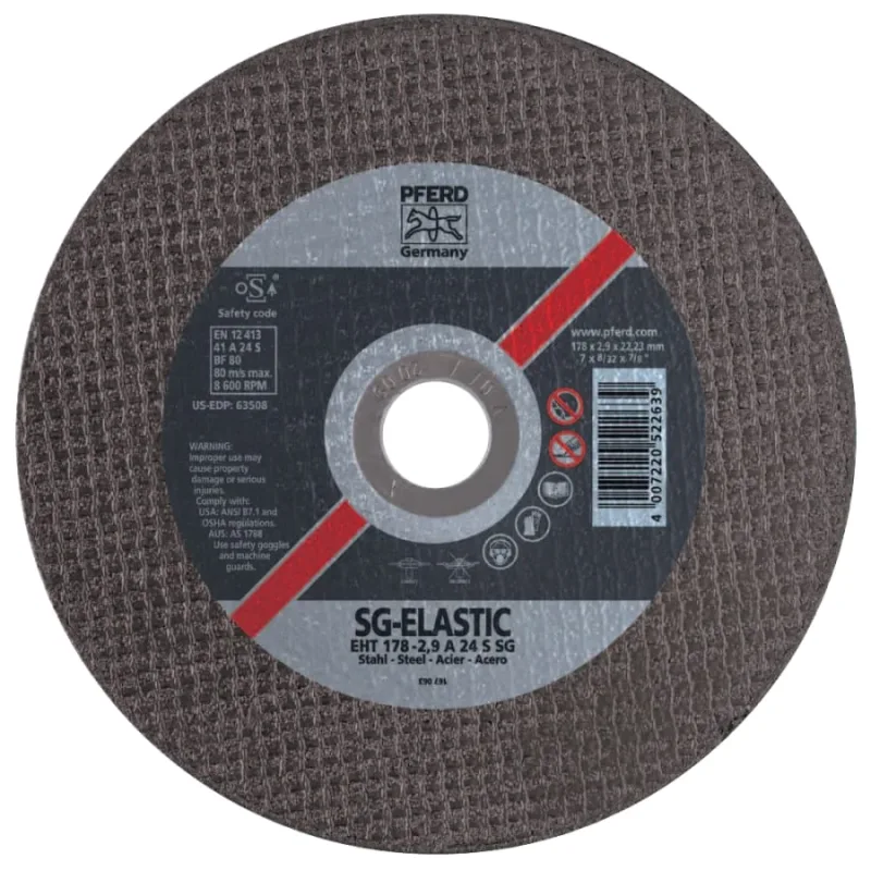 Type 1 SG Flat Cut-Off Wheel, 5 in Dia, 3/32 in Thick, 30 Grit Aluminum Oxide
