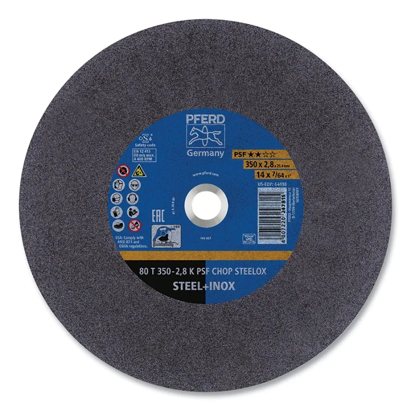 Chopsaw Cut-Off Wheel, 14 in dia, 1 in arbor, Aluminum Oxide