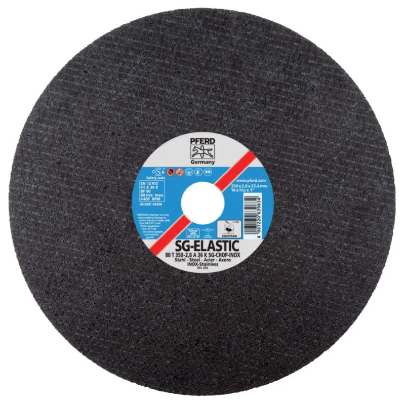 Type 1 SG-INOX Flat Chop Saw Wheel, 16 in dia, 3/32 in Thick, 36 Grit Aluminum Oxide
