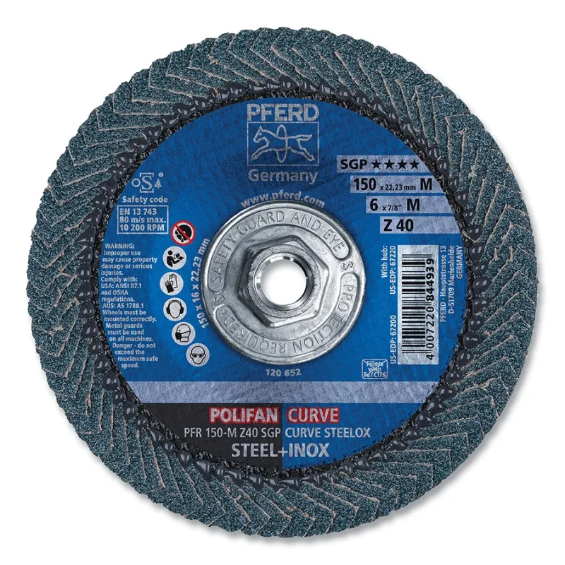 6" X 5/8-11 POLIFAN CURVE FLAP DISC 40 GRIT