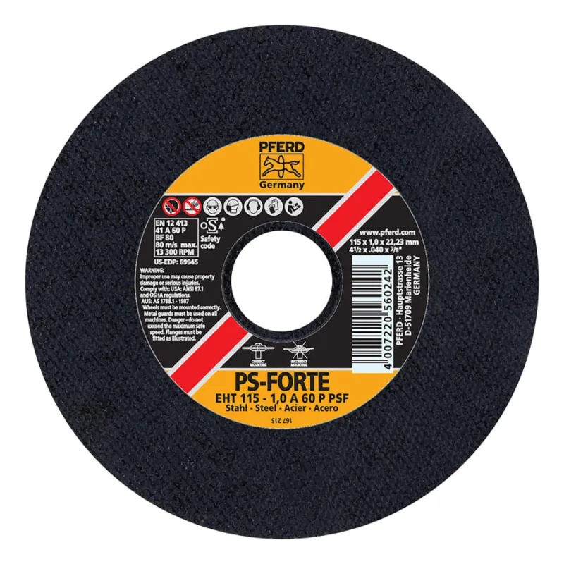 Type 1 General Purpose A-PSF Thin Cut-Off Wheel, 4-1/2 in Dia, .04 Thick, 60 Grit, Aluminum Oxide