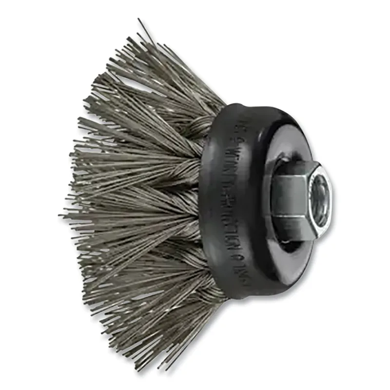 Diamond Coated Wire Cup Brush, 2-3/4 in dia, 0.020 in Wire, 5/8 in-11, Stainless Steel (INOX), 400 Grit