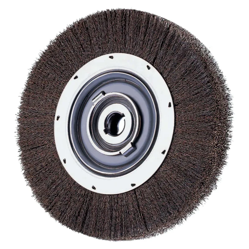 Medium Crimped Wire Wheel Brush, 6 D x 1 1/16 W, .012 Carbon Steel, 6,000 rpm