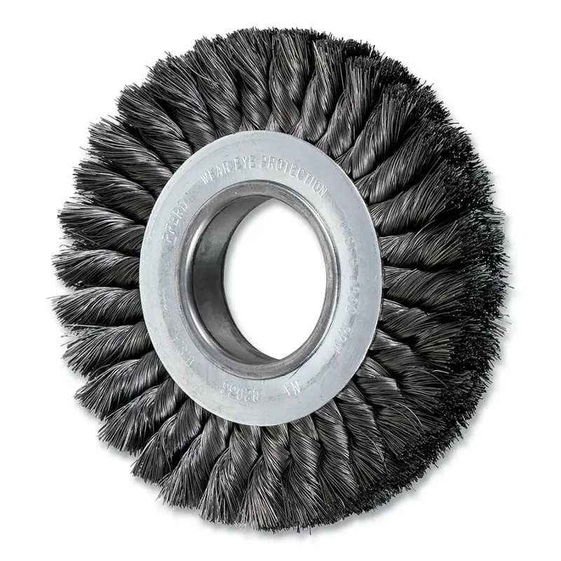 6" KNOT WHEEL BRUSH DOUBLE ROW .012 CS WIRE