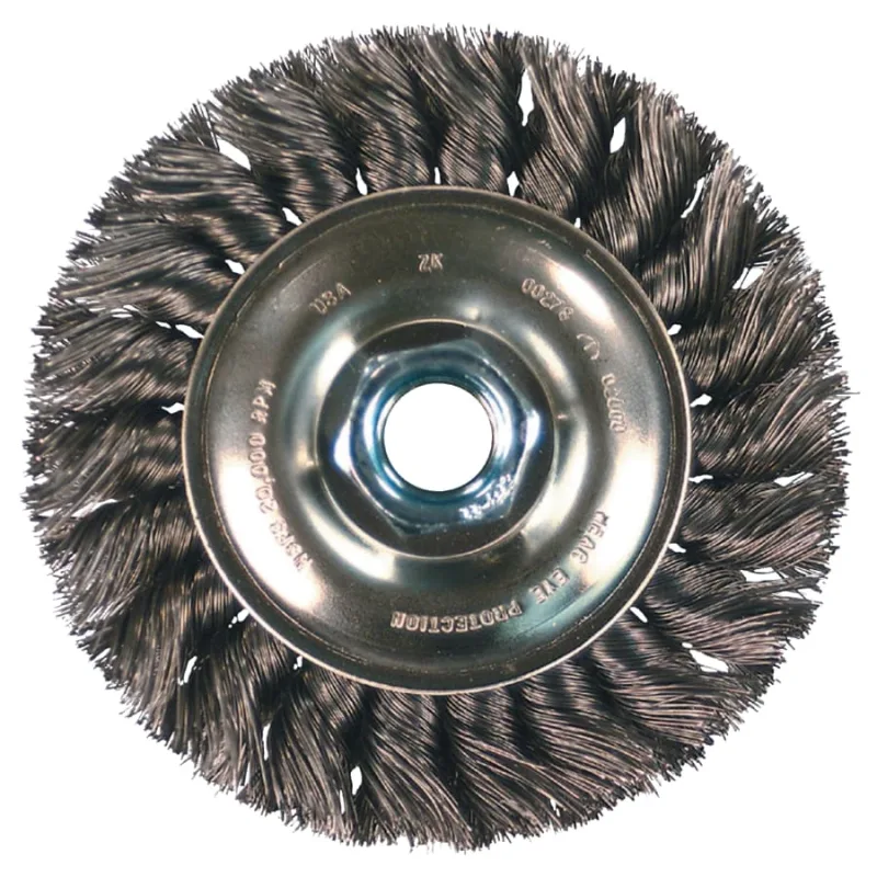 Standard Twist Knot Wheel, 4 in D x 5/8 in W, 0.014 Carbon Steel, 20,000 rpm