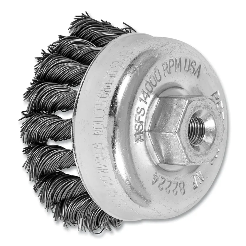 2-3/4" KNOT WIRE CUP BRUSH .020 CS WIRE 3/8-24 T