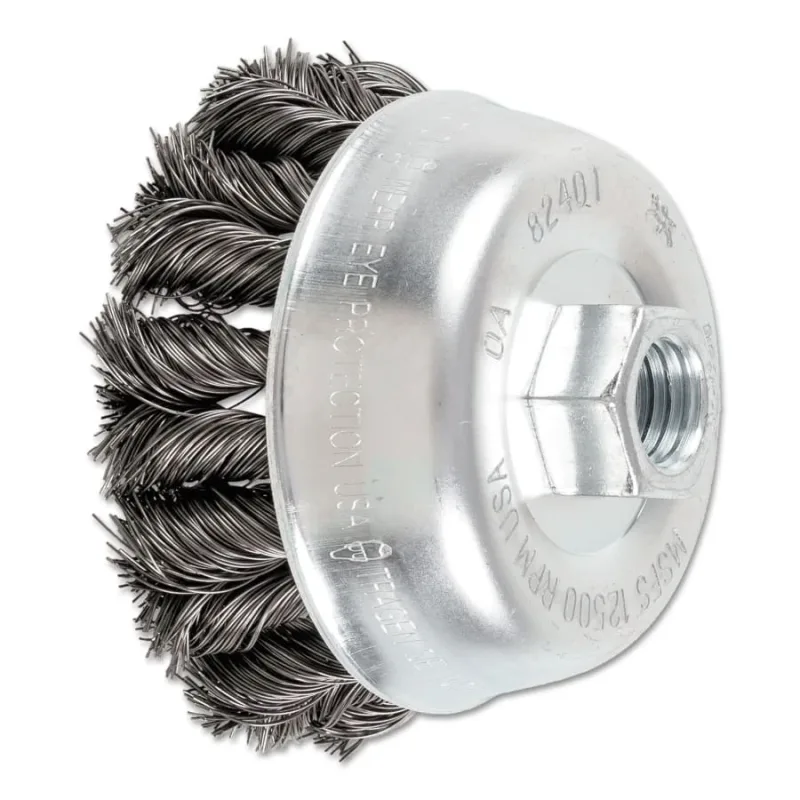 COMBITWIST Knot Wire Cup Brush, 3 1/2 in Dia., .014 in Carbon Steel Wire