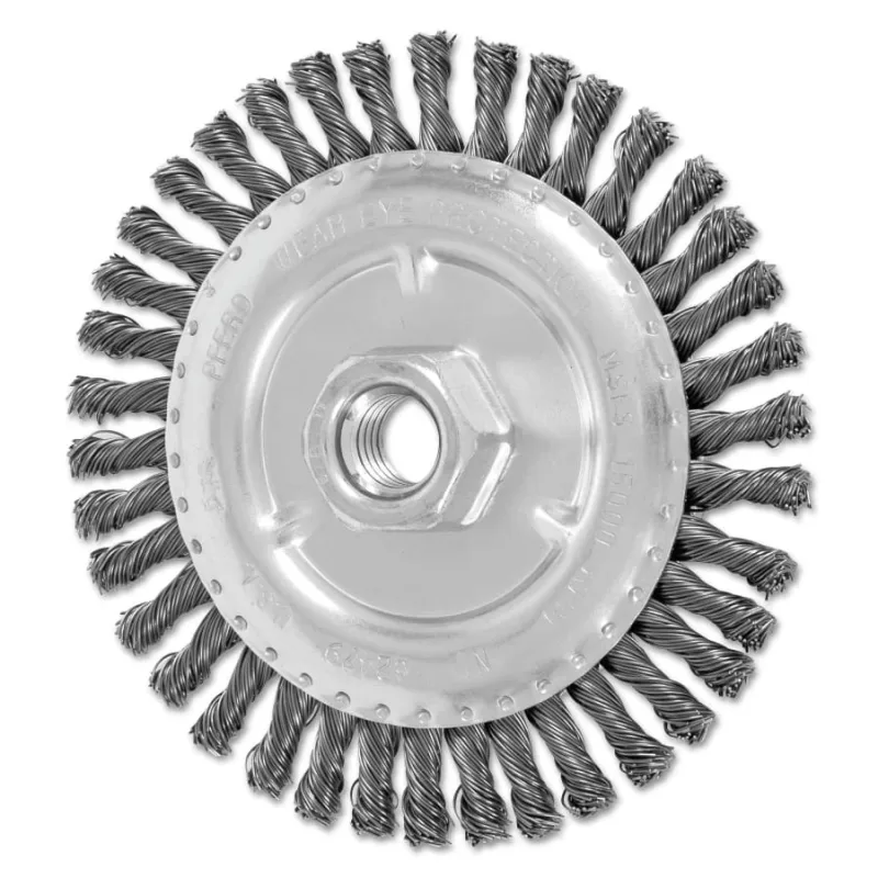 Stringer Bead Twist Knot Wheel, 4 7/8 D x 3/16 W, .02 Carbon Steel, 38 Knots