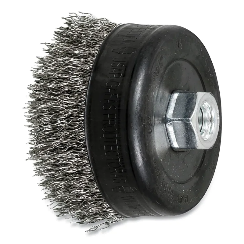 4" CRIMPED WIRE CUP BRUSH .020 SS WIRE 5/8-11