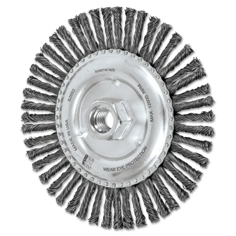 COMBITWIST® Stringer Wheel, 6 in D x 3/16 in W, Carbon Steel Wire, 48 Knots