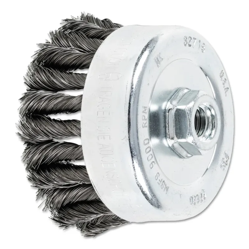 COMBITWIST Knot Wire Cup Brush, 4 in Dia., .014 in Carbon Steel Wire