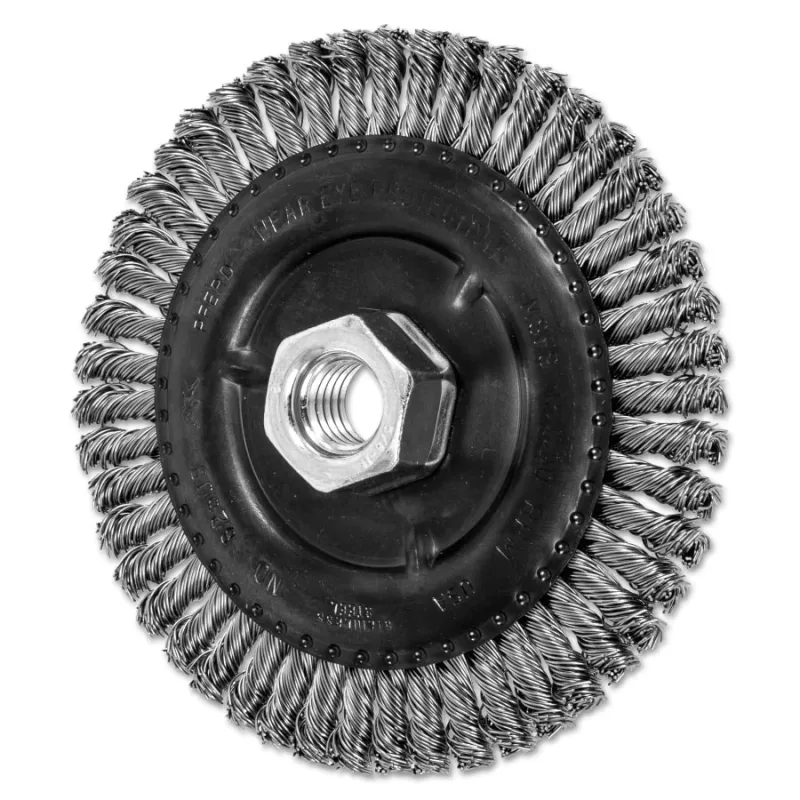 COMBITWIST® Stringer Wheel, 4 7/8 D x 3/16 W, Stainless Steel Wire, 5/8 in - 11