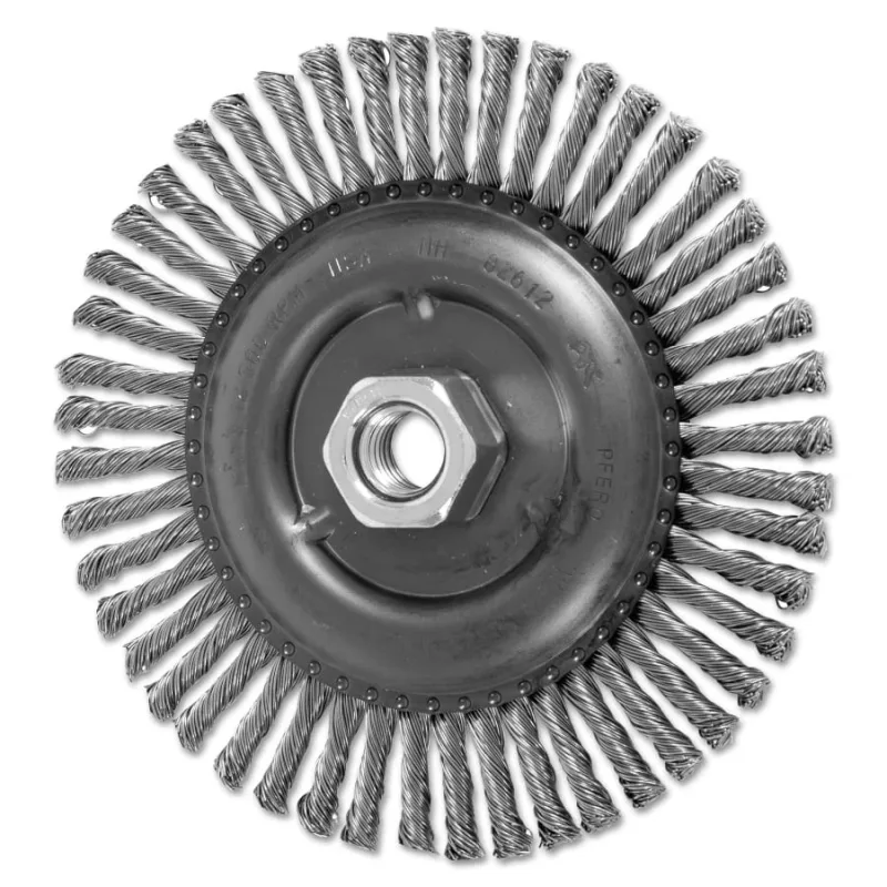 COMBITWIST® Stringer Wheel, 6 in D x 3/16 in W, Stainless Steel Wire, 48 Knots