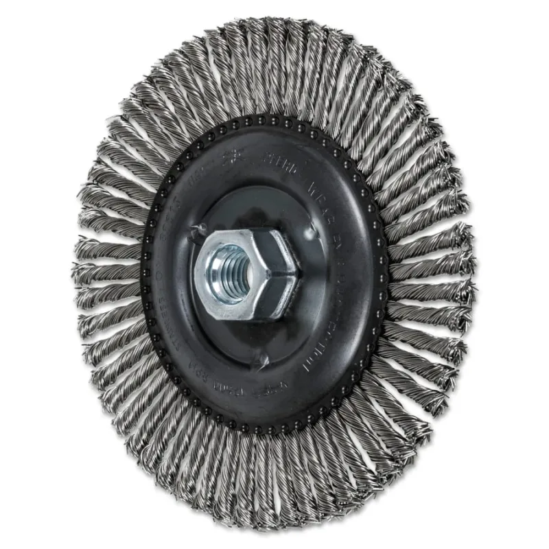 COMBITWIST® Stringer Wheel, 6 in D x 3/16 in W, Stainless Steel Wire, 56 Knots