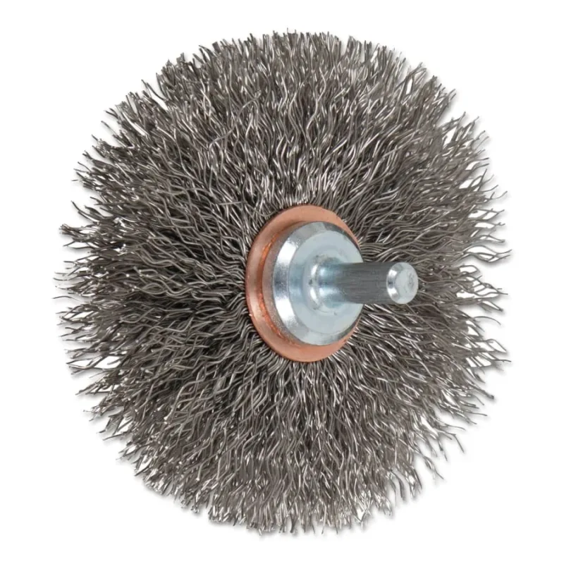 Mounted Crimped Wheel Brush, Stainless Steel, 20000 RPM, 3 in x 0.014 in