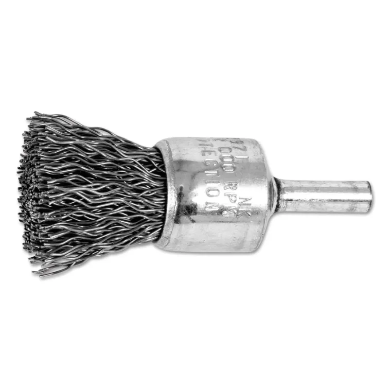 Standard Duty Crimped End Brushes, Carbon Steel, 20,000 rpm, 3/4" x 0.02