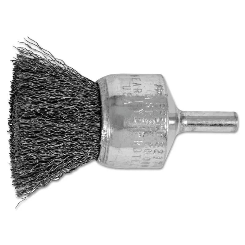Standard Duty Crimped End Brushes, Carbon Steel, 20,000 rpm, 1" x 0.01