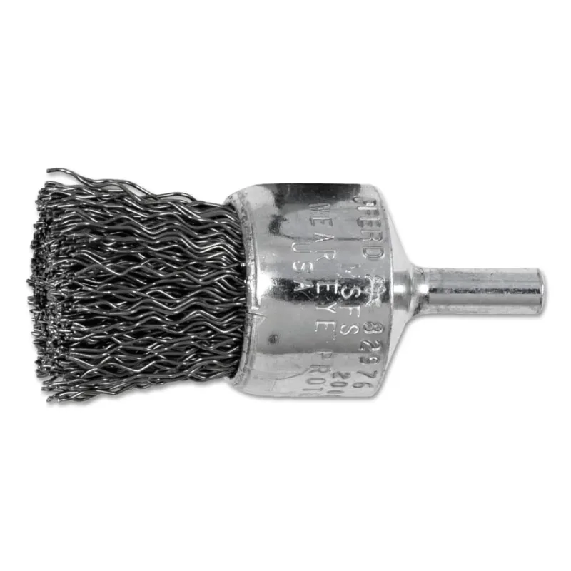 Standard Duty Crimped End Brushes, Carbon Steel, 20,000 rpm, 1" x 0.02
