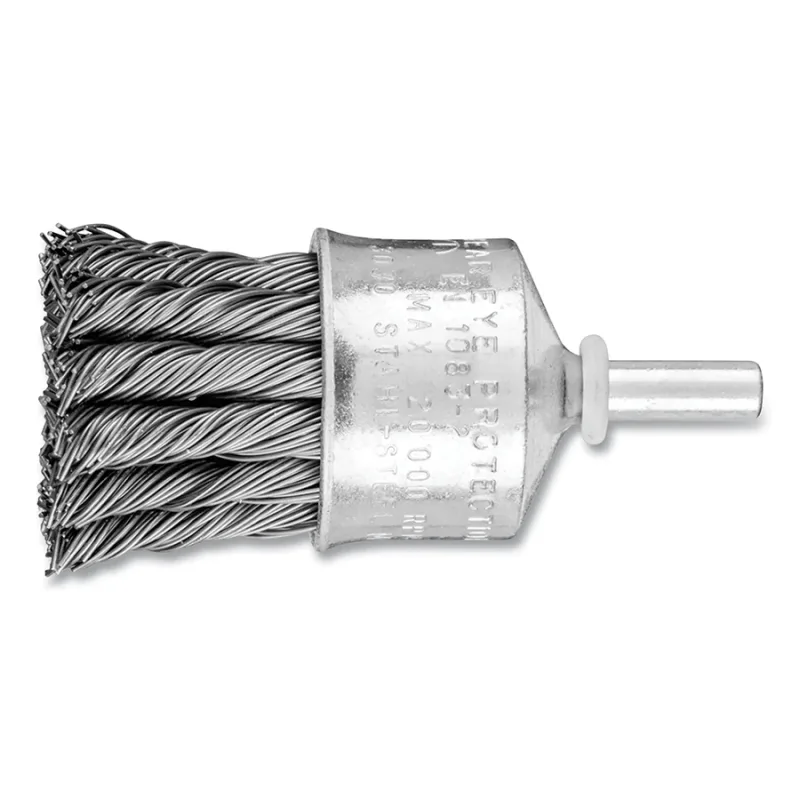 Flared Cup Knot End Brushes, Carbon Steel, 20,000 rpm, 1 in x 0.02 in