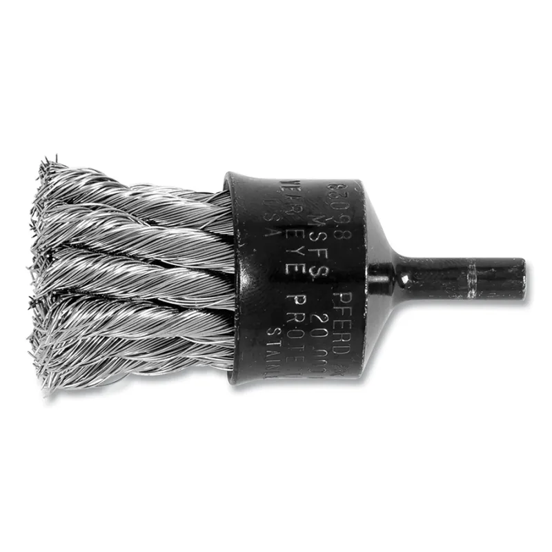 Flared Cup Knot End Brushes, Stainless Steel, 20,000 rpm, 1" x 0.023