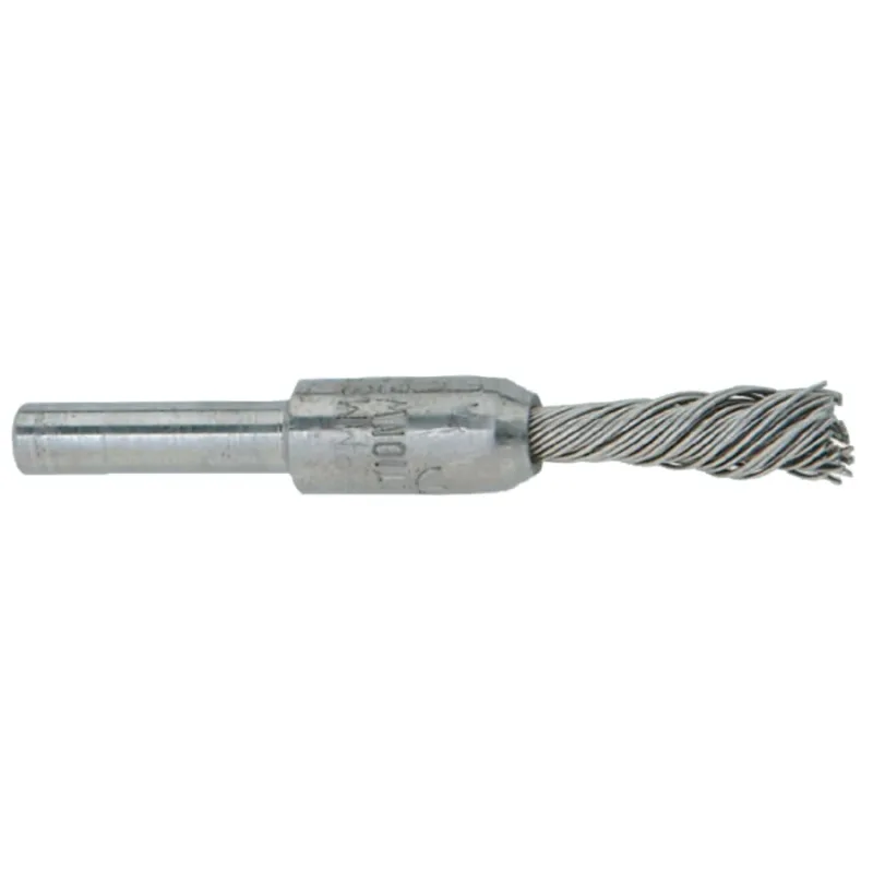 Singletwist® Knot End Brush, 1/4 in dia, 0.006 in Stainless Steel Wire, 20,000 RPM